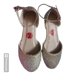 Girl's Kids Glitter Sparkly Flats - Size 2